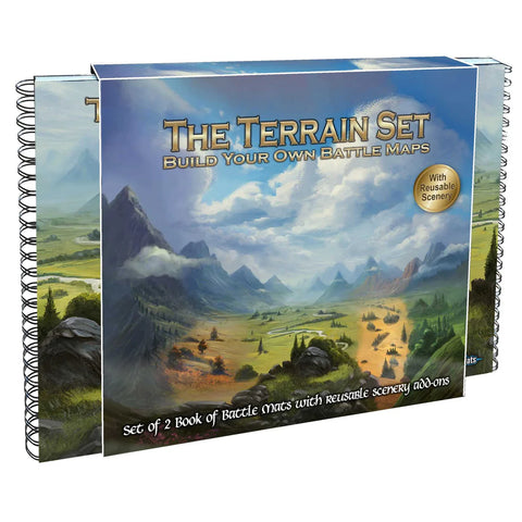 THE TERRAIN SET: Set of 2 Battle Map Books with Scenery Stickers