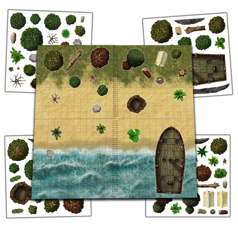 THE TERRAIN SET: Set of 2 Battle Map Books with Scenery Stickers